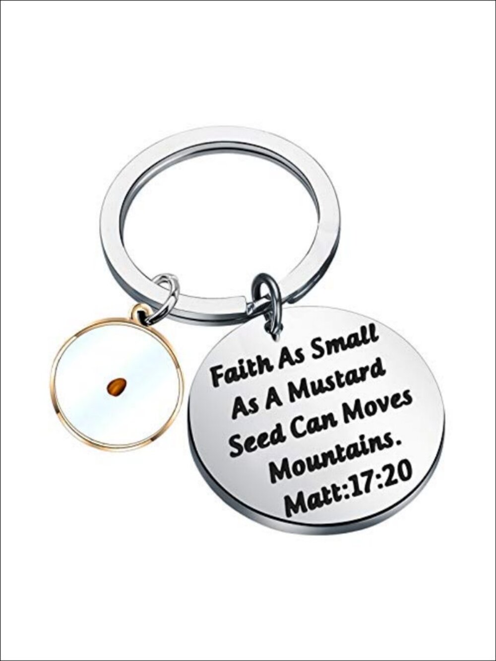 Stainless Steel Faith Keychain Mustard Seed Religious Gift Matthew 17:20